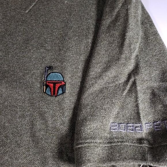 Disney Parks Polo Boba Fett Shirt Star Wars Mandalorian Knit Mens Top - Picture 5 of 10